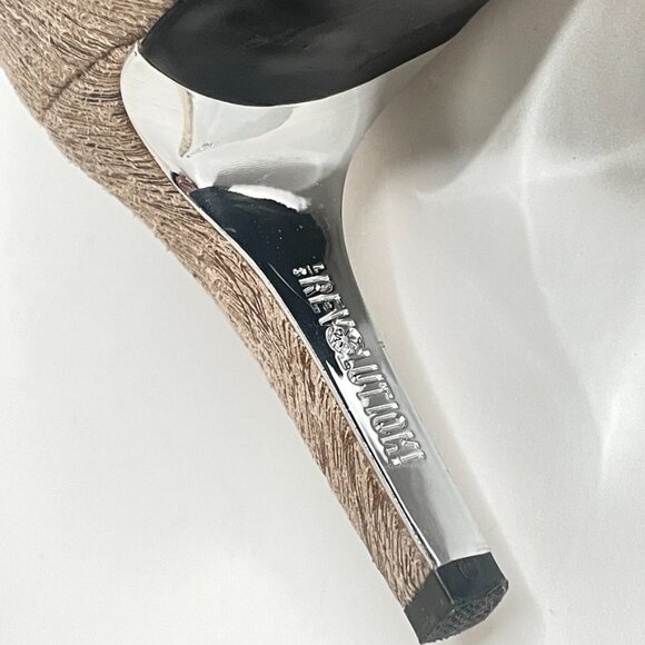 Revolution Indulge Ankle Cuff Heels Sz 7 Taupe 3.5 "Heel Back Zipper Almond Toe - Picture 7 of 15